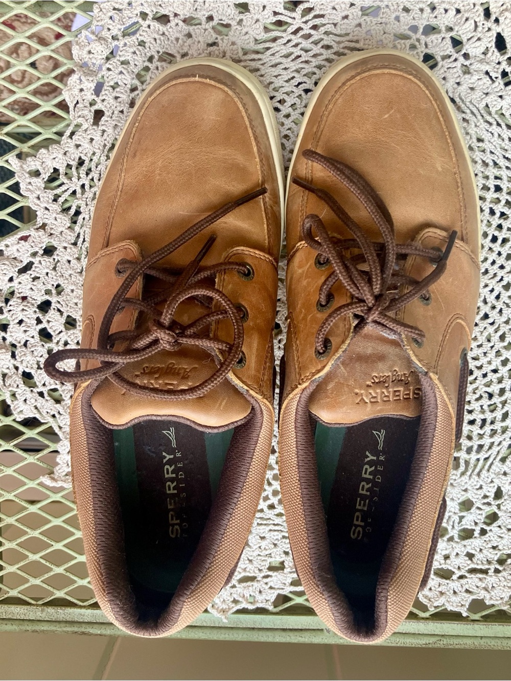 Sperry Topsider Brown Leather Men's Lace-Up Boat Shoes Size 9 1/2